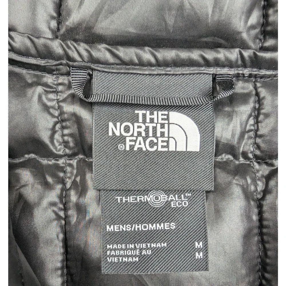The North Face Thermoball Puffer Jacket Mens Medium Black Hooded Eco Black Hike